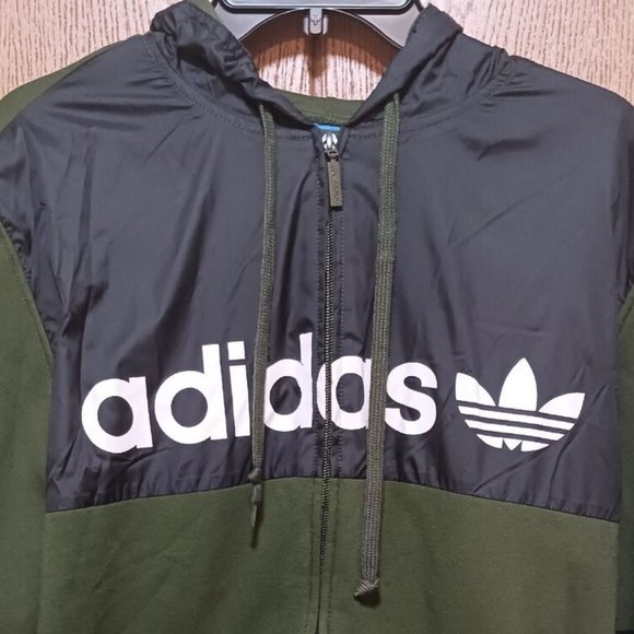 Adidas (Hoodie-Sports Jacket)-(Green/Black)-(Pre-owned)-(Size L)-$35.00 - Picture 2 of 4